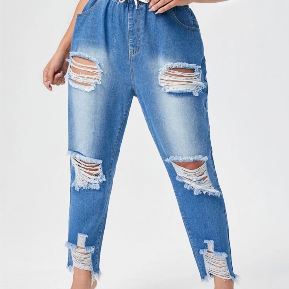 Brand new SHEIN wide leg cropped distressed jeans